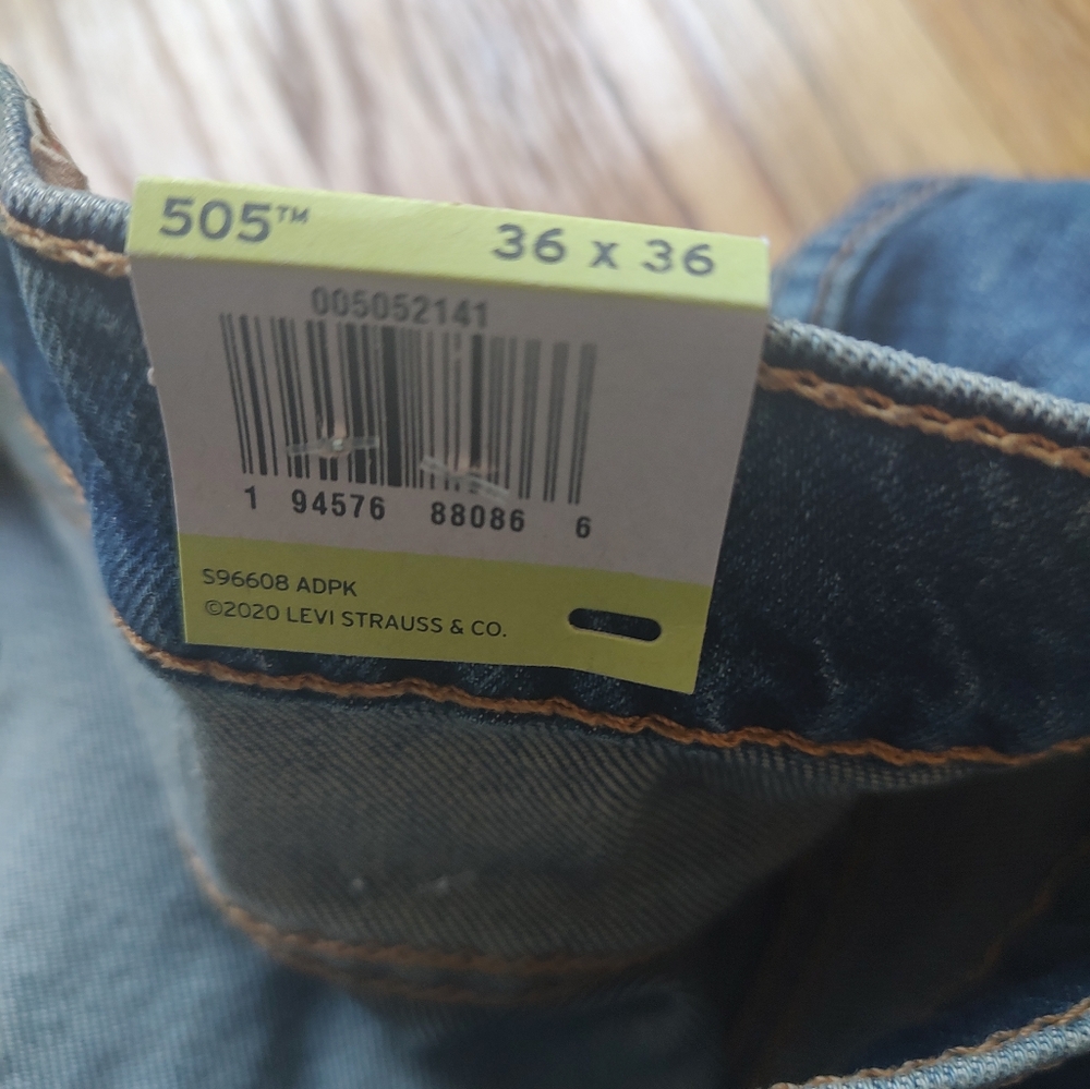 Levi's Levis Flex 505 Straight Leg Cotton Blend Blue Navy Pockets Jeans 36 - Picture 15 of 16
